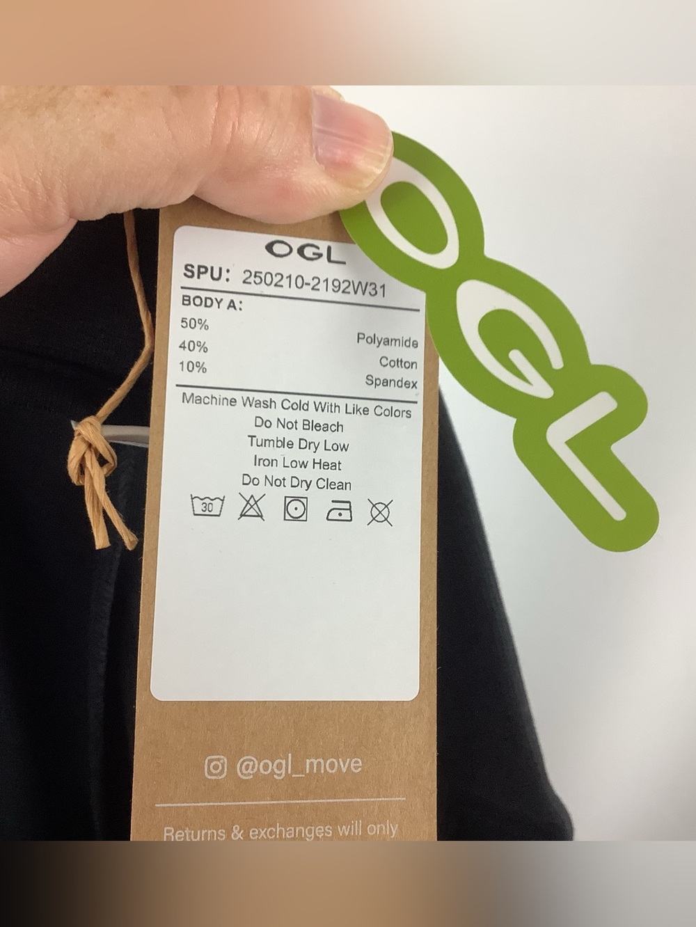 NWT OGL Black Textured Mid Rise Pull On Straight Pant w/ Pockets - Picture 4 of 5